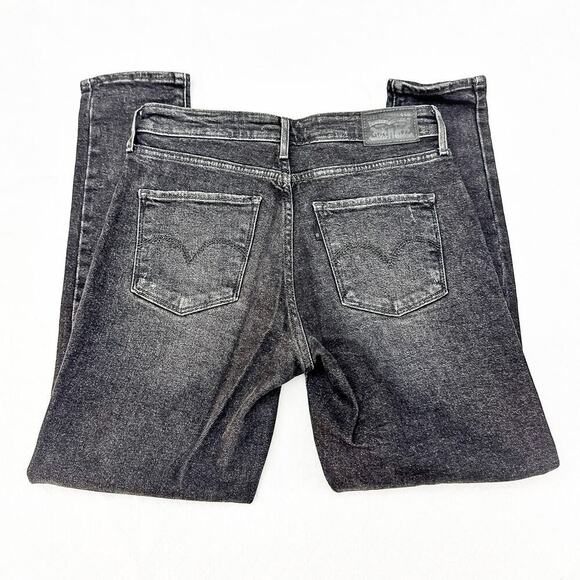 Levi's 721 High Rise Skinny Charcoal Denim Jeans Ripped Size 28 - Picture 5 of 9